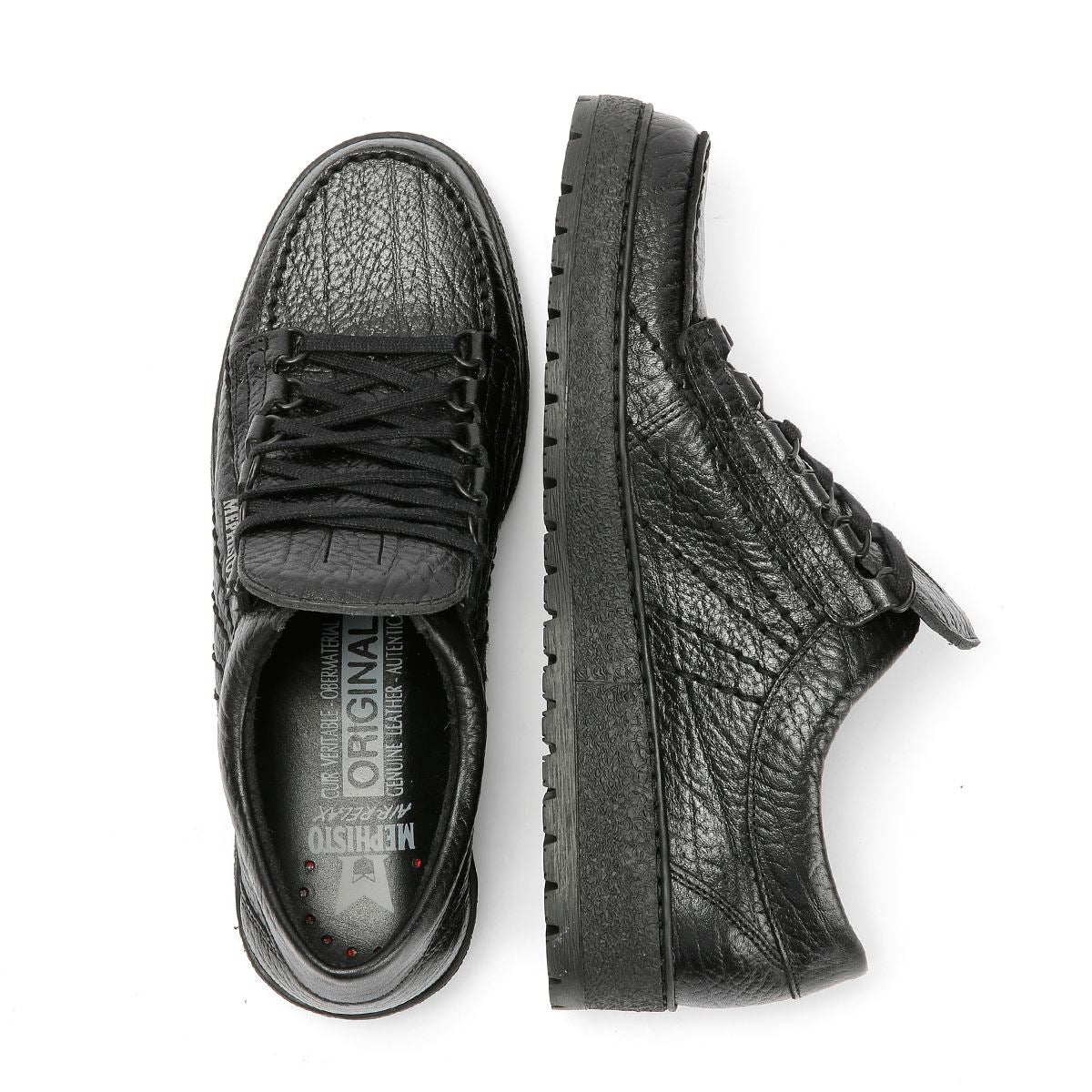 Mephisto Rainbow Mamouth 714 Chaussures Noires En Cuir Pour Homme À Lacets