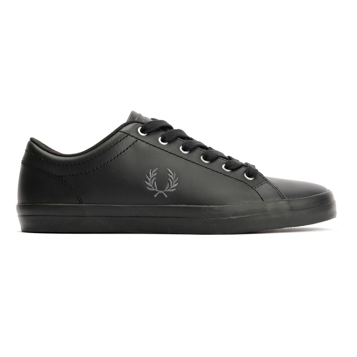 Fred Perry Baseline Baskets Noires En Cuir Pour Hommes