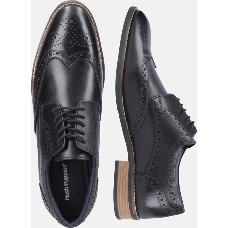 Hush Puppies Dustin Brogue Chaussures Richelieu Noires En Cuir Pour Hommes