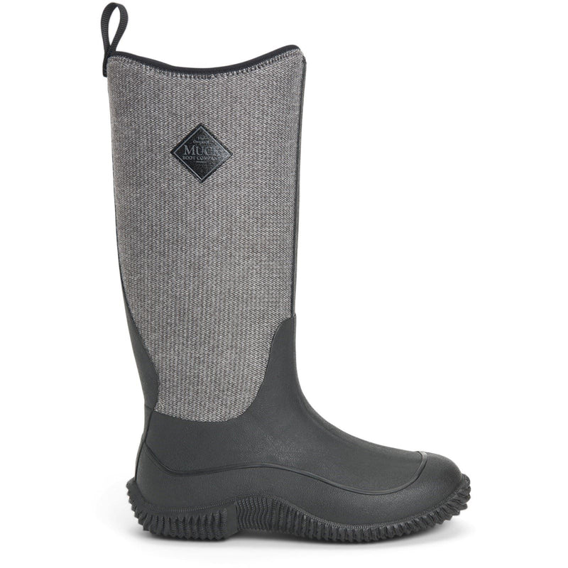 Muck Boots Hale Bottes En Caoutchouc Noires Avec Motif Pied-De-Poule En Peluche