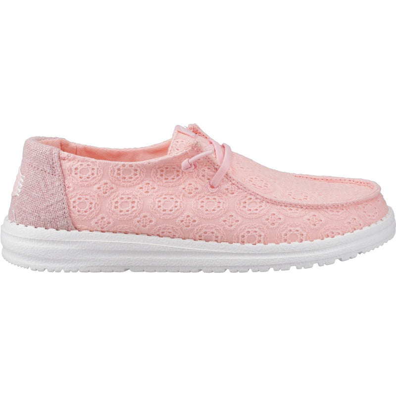 HEYDUDE Wendy Eyelet Lace Chaussures Mocassins Pour Femmes En Mélange De Coton Rose Pâle