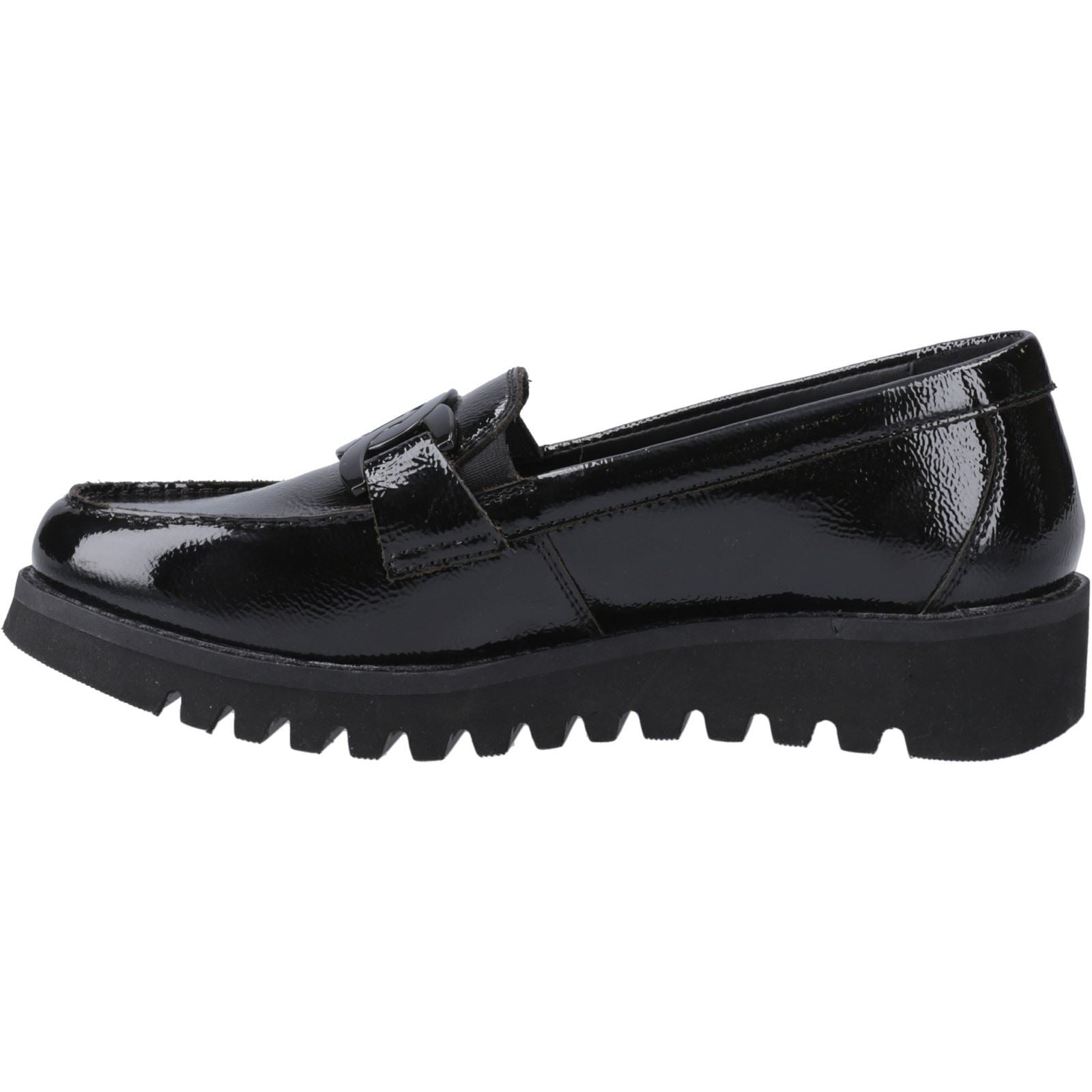 Hush Puppies Francis Loafer Patent Chaussures Plates Noires Pour Filles En Cuir