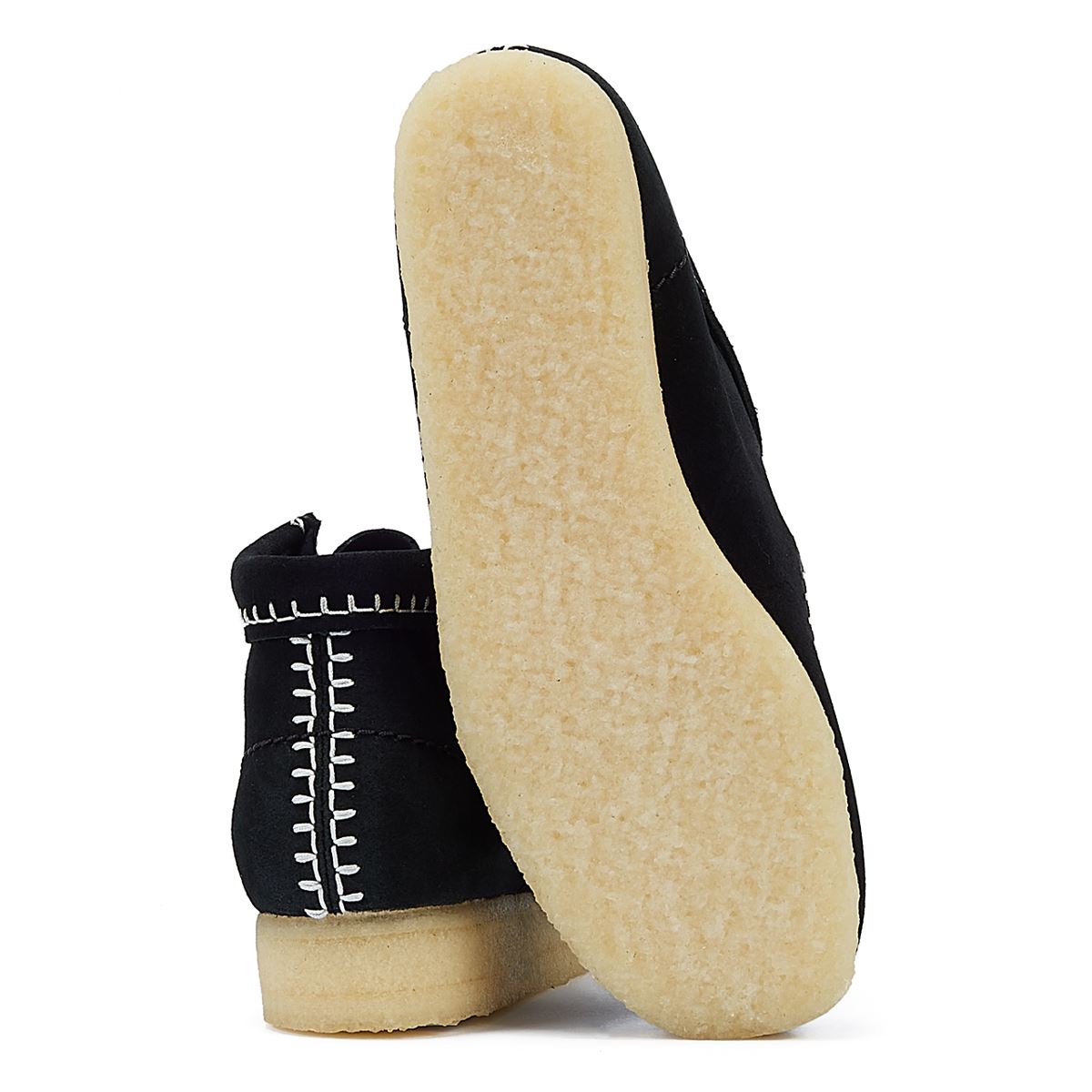 Clarks Bottes Noires Pour Femmes En Suède Avec Couture Wallabee