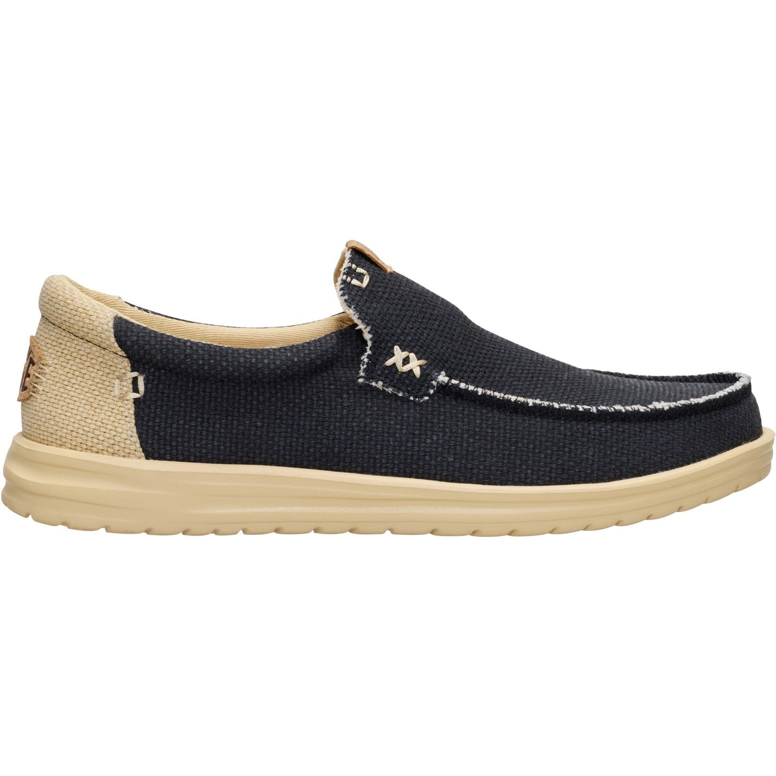 HEYDUDE Mikka Braided Mocassins Noirs/Beige Boulder En Textile Pour Hommes