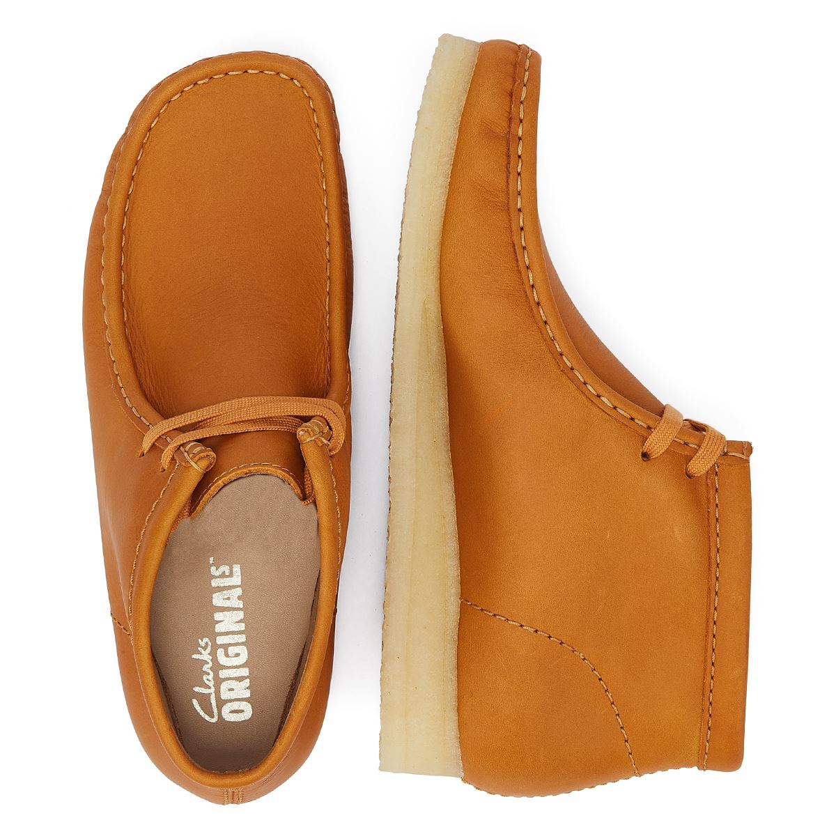 Clarks Originals Bottes Pour Hommes En Cuir Décontractées Wallabee Mid Couleur Tan.