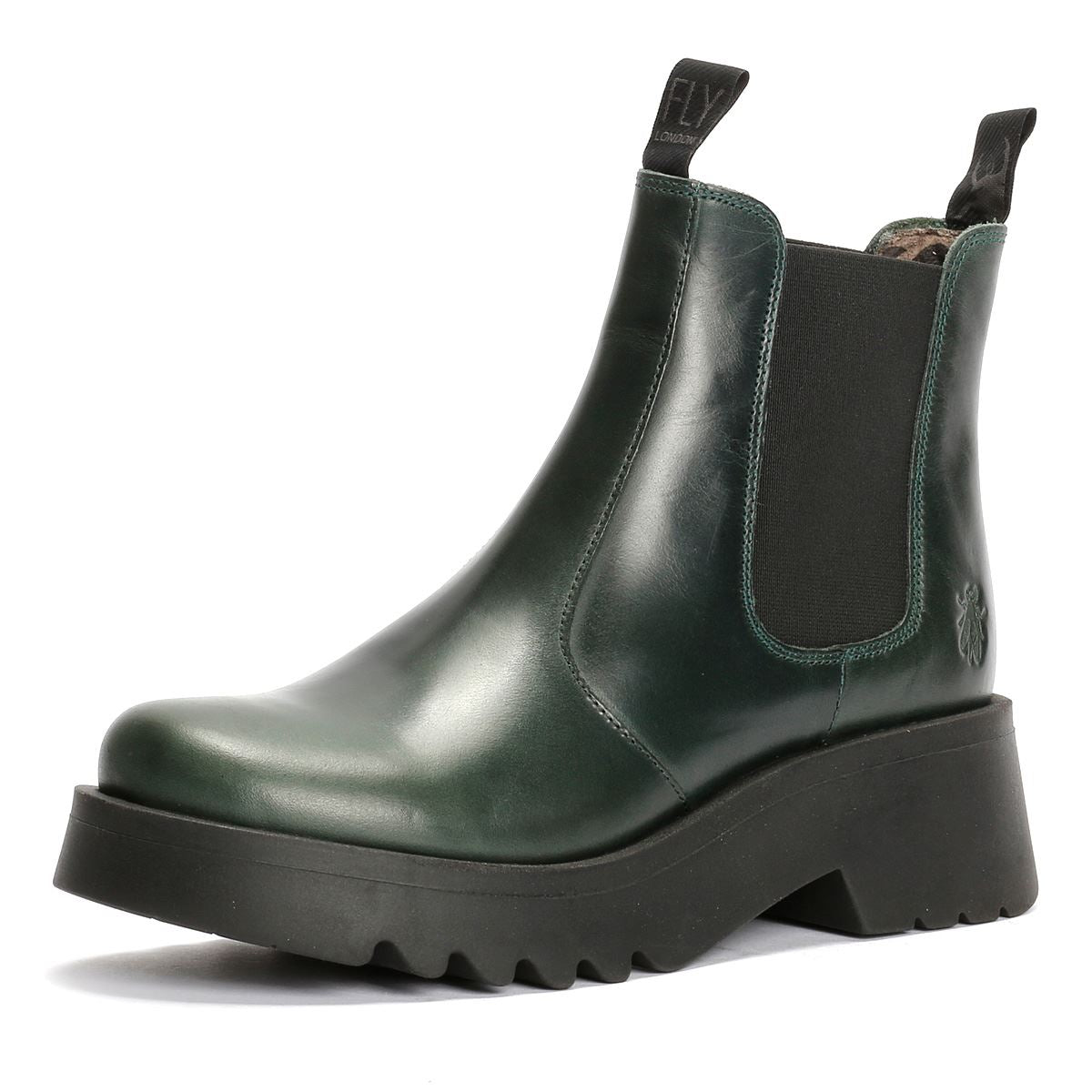 Fly London Medi Bottes En Cuir Vertes Pour Femmes