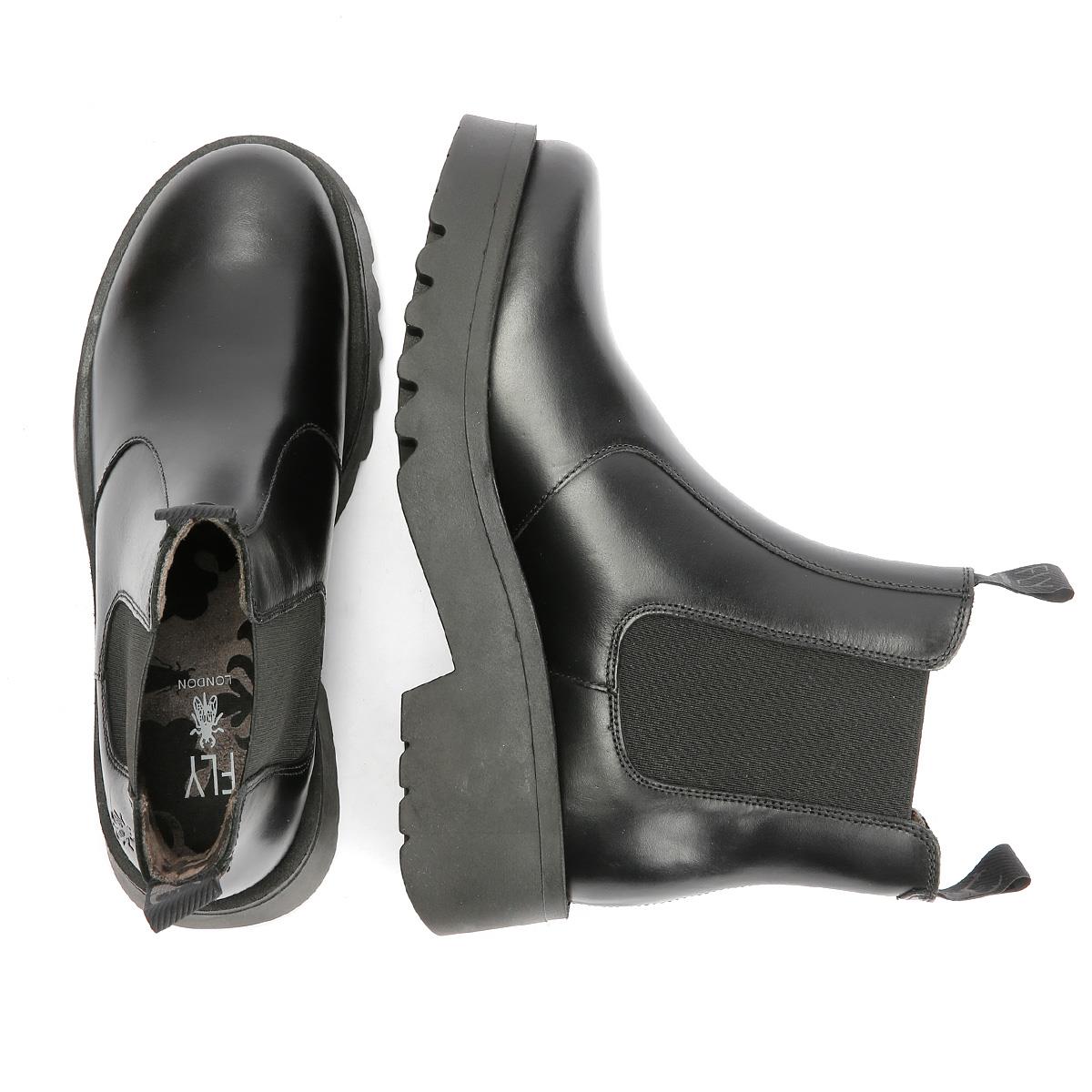 Fly London Medi Bottes En Cuir Noires Pour Femmes