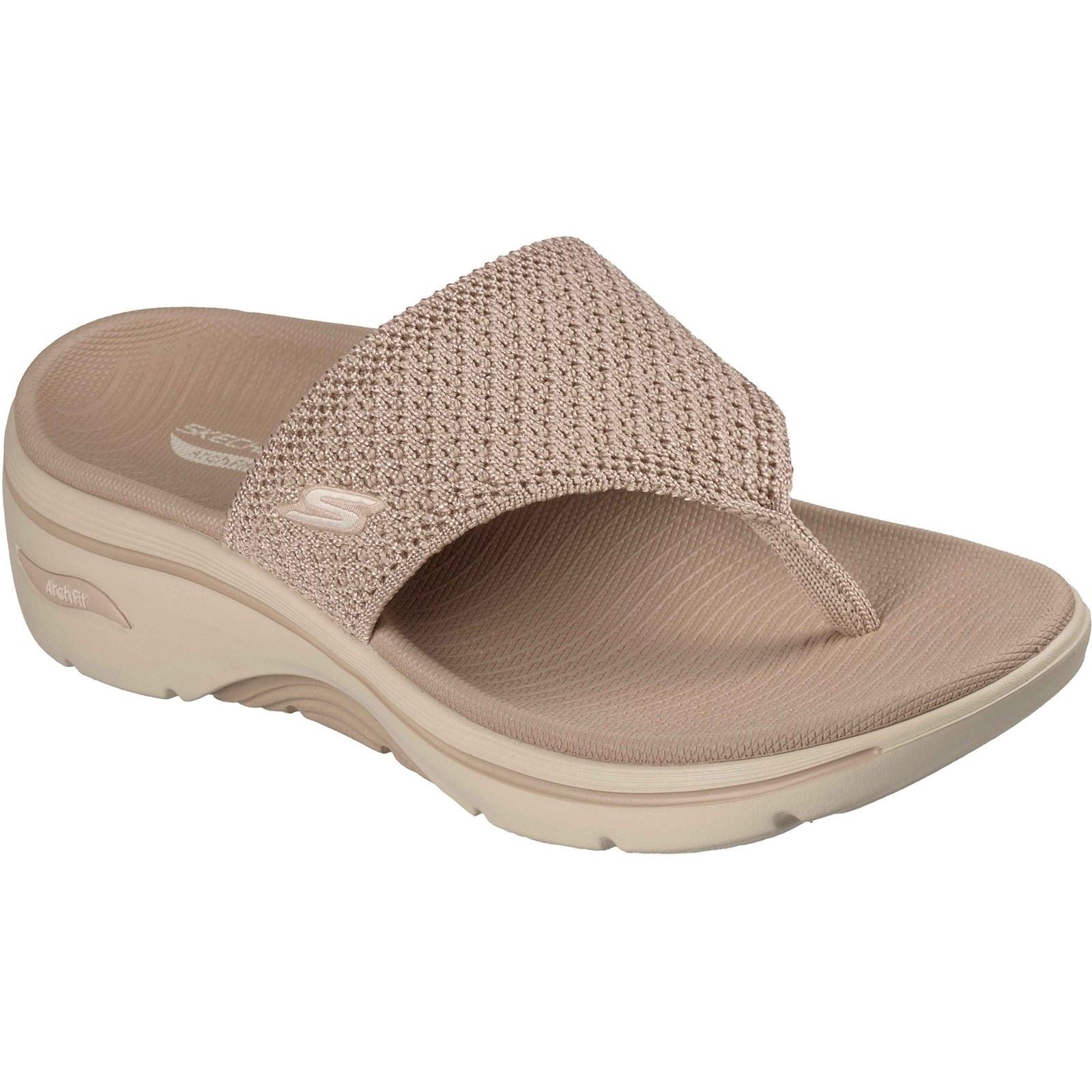 Skechers Go Walk Arch Fit 2.0 Sandales Taupe En Textile Pour Femmes