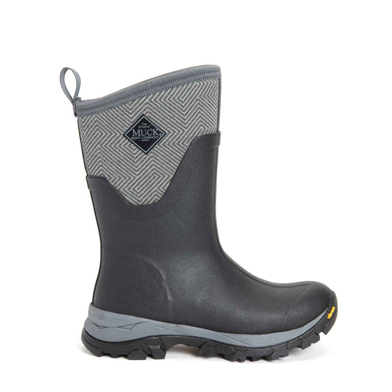 Muck Boots Arctic Ice Mid AGAT Bottes En Caoutchouc Géométriques Noires/Grises
