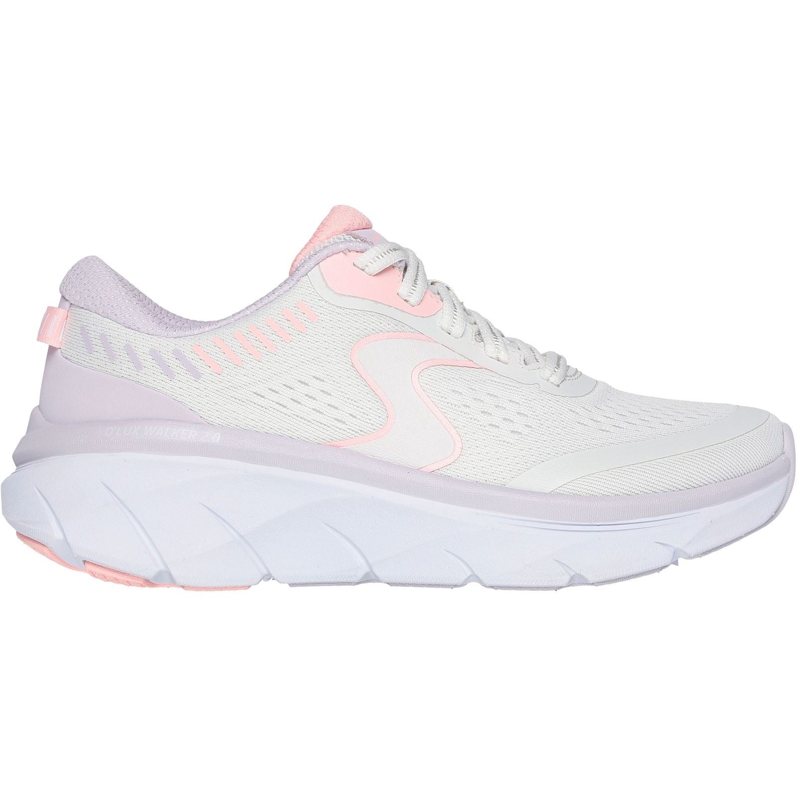 Skechers D'Lux Walker 2.0 Active Pace Chaussures De Sport Pour Femmes En Textile Blanc Cassé/Rose