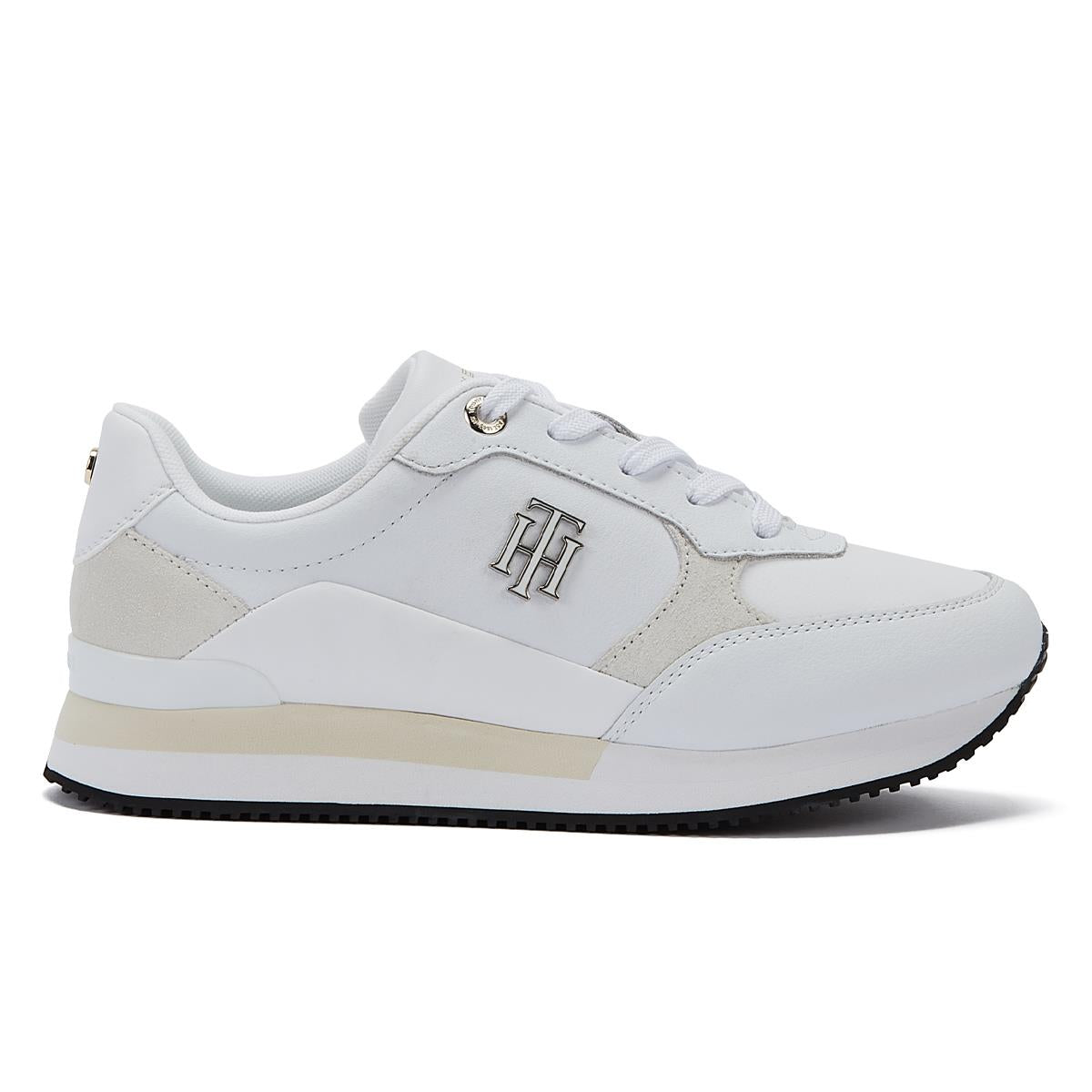 Tommy Hilfiger TH Emboss Metallic Sneaker Womens White/Gold Trainer