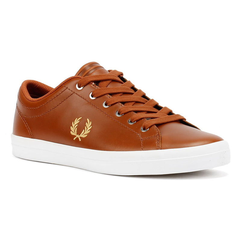 Fred Perry Baseline Baskets En Cuir Pour Homme Marron