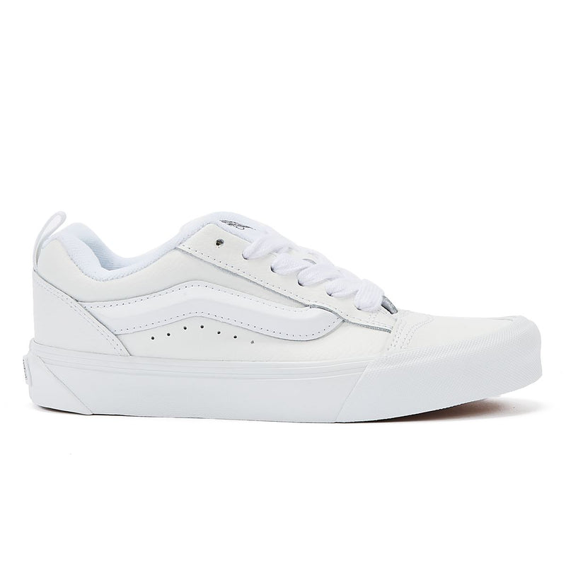 Vans Baskets Blanches En Cuir Véritable Pour Femmes Knu Skool