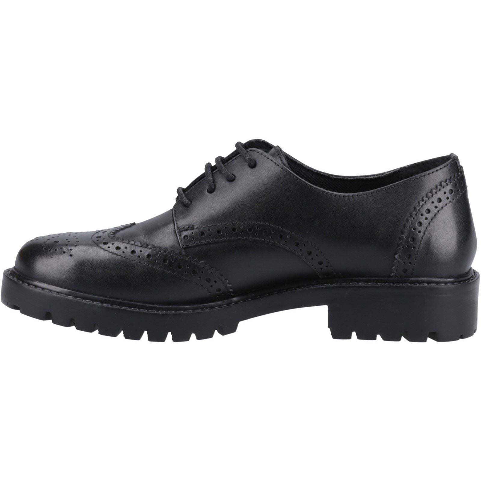 Hush Puppies Athena Senior Chaussures Noires Pour Filles En Cuir