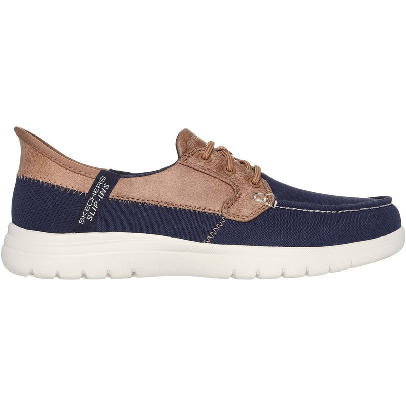 Skechers On-the-GO Flex Palmilla Chaussures Bateau Bleu Marine Pour Femme En Toile/Similicuir.