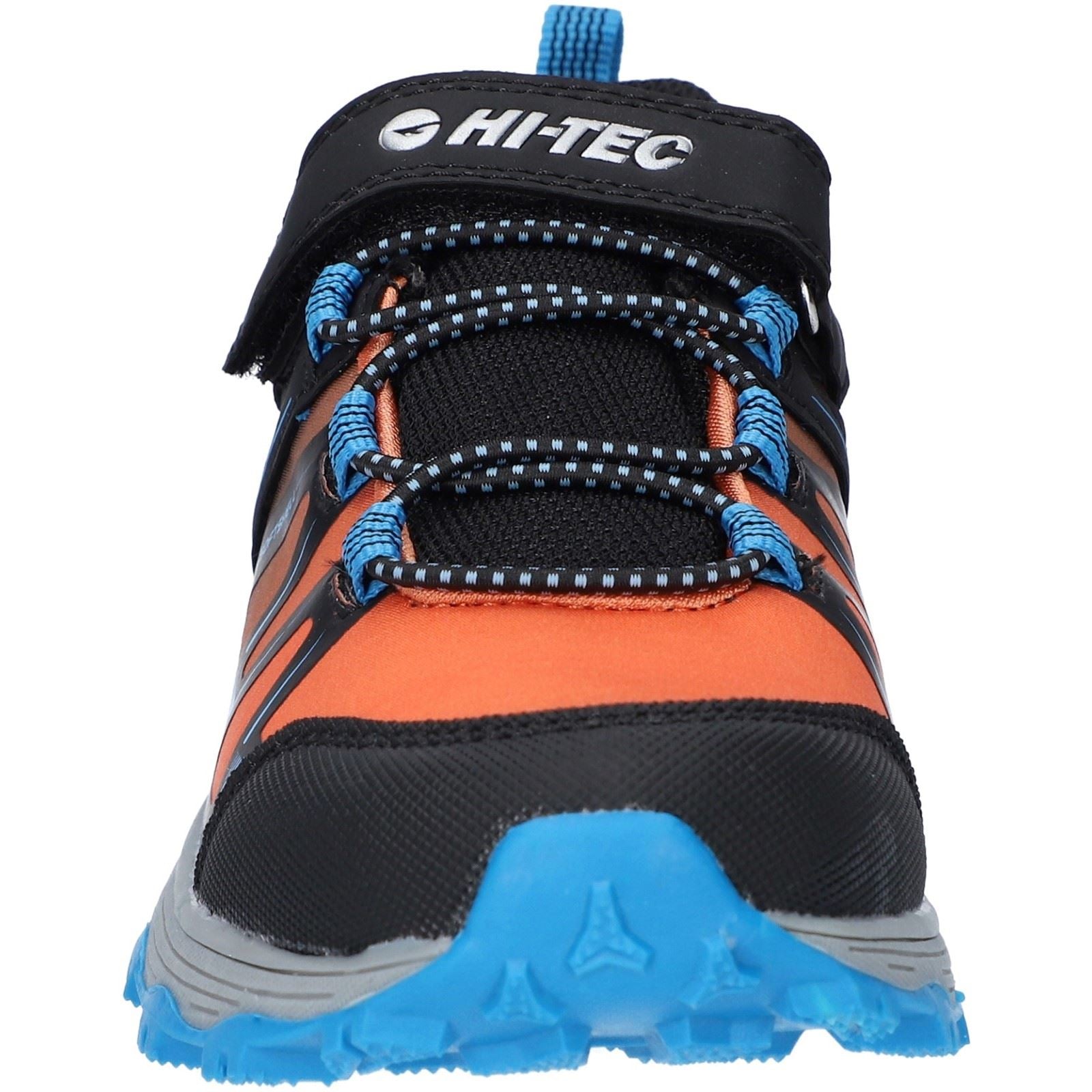 Hi-Tec SCRAPPY LOW WP JR Chaussures De Randonnée Pour Enfants Unisexes En Polyester Noir/bleu Danube/rouge Flamme