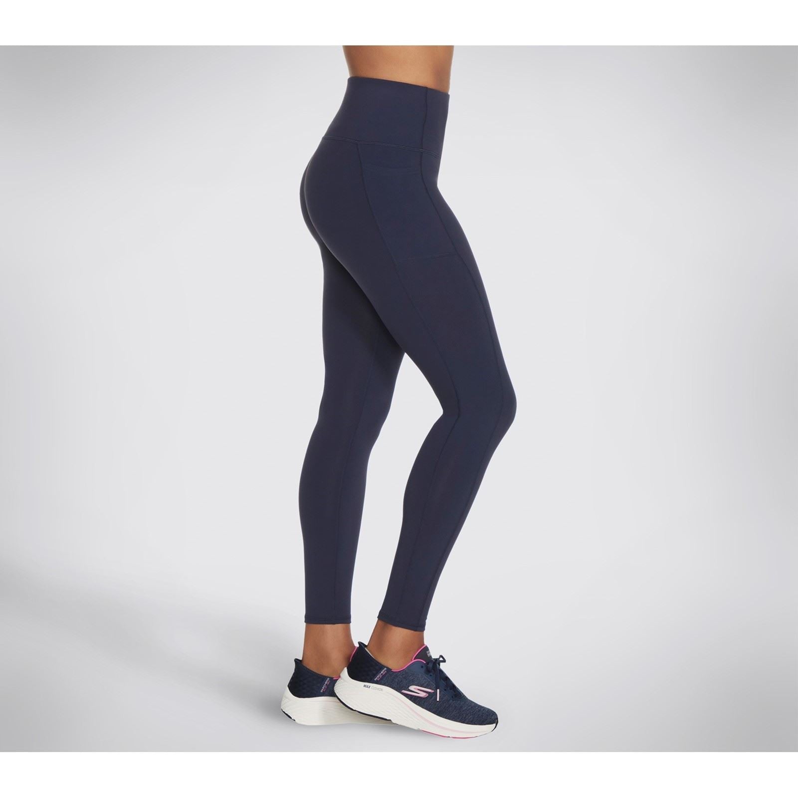 Skechers Performance GOWALK Wear High Waisted Leggings De Sport Bleus En Nylon Pour Femmes