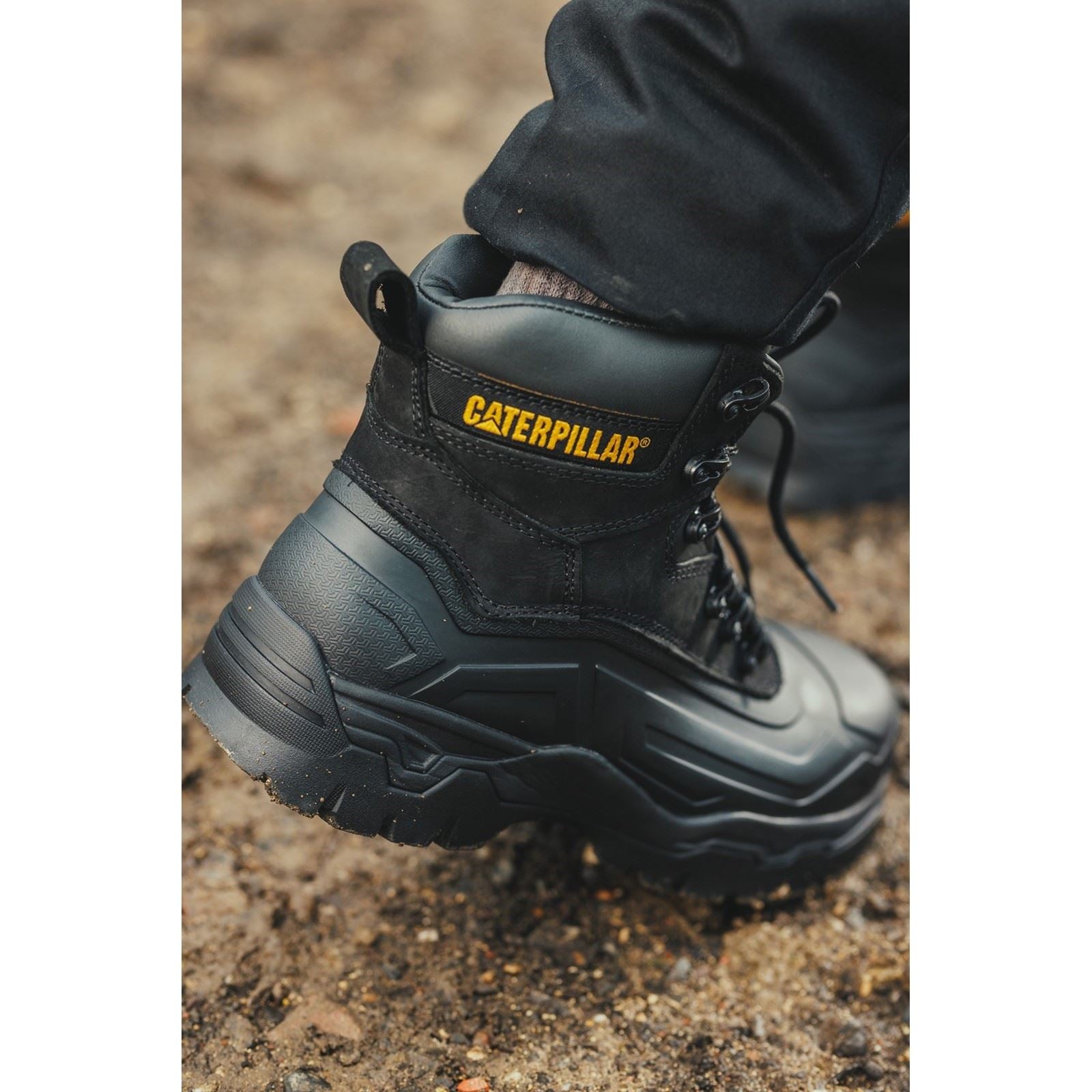 Caterpillar Bottes De Sécurité Noires Typhoon Sbh En Caoutchouc/Mouton