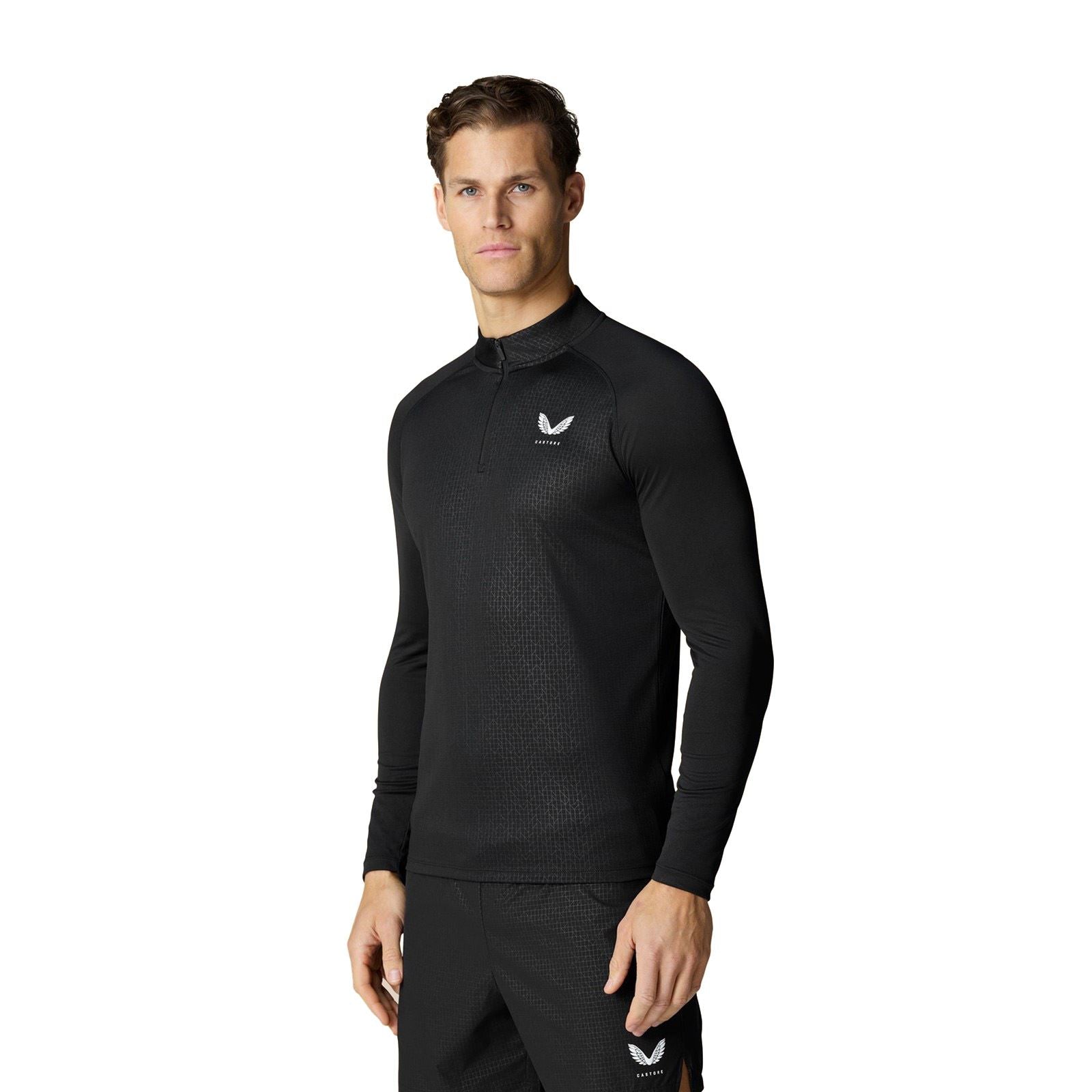 Castore Adapt 1/4 Zip Top T-Shirts De Sport Actifs Pour Hommes En Polyester Noir