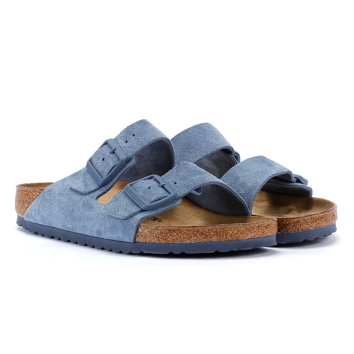Birkenstock Arizona Sandales En Daim Bleu Élémentaire