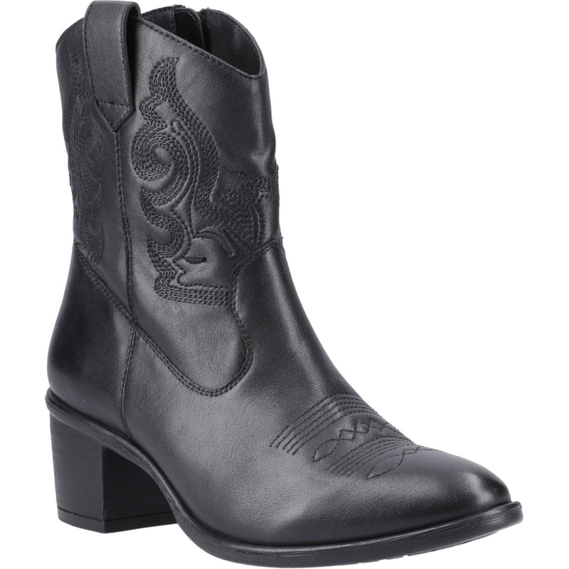 Hush Puppies Wynn Bottes Noires À Talons En Cuir Pour Femme