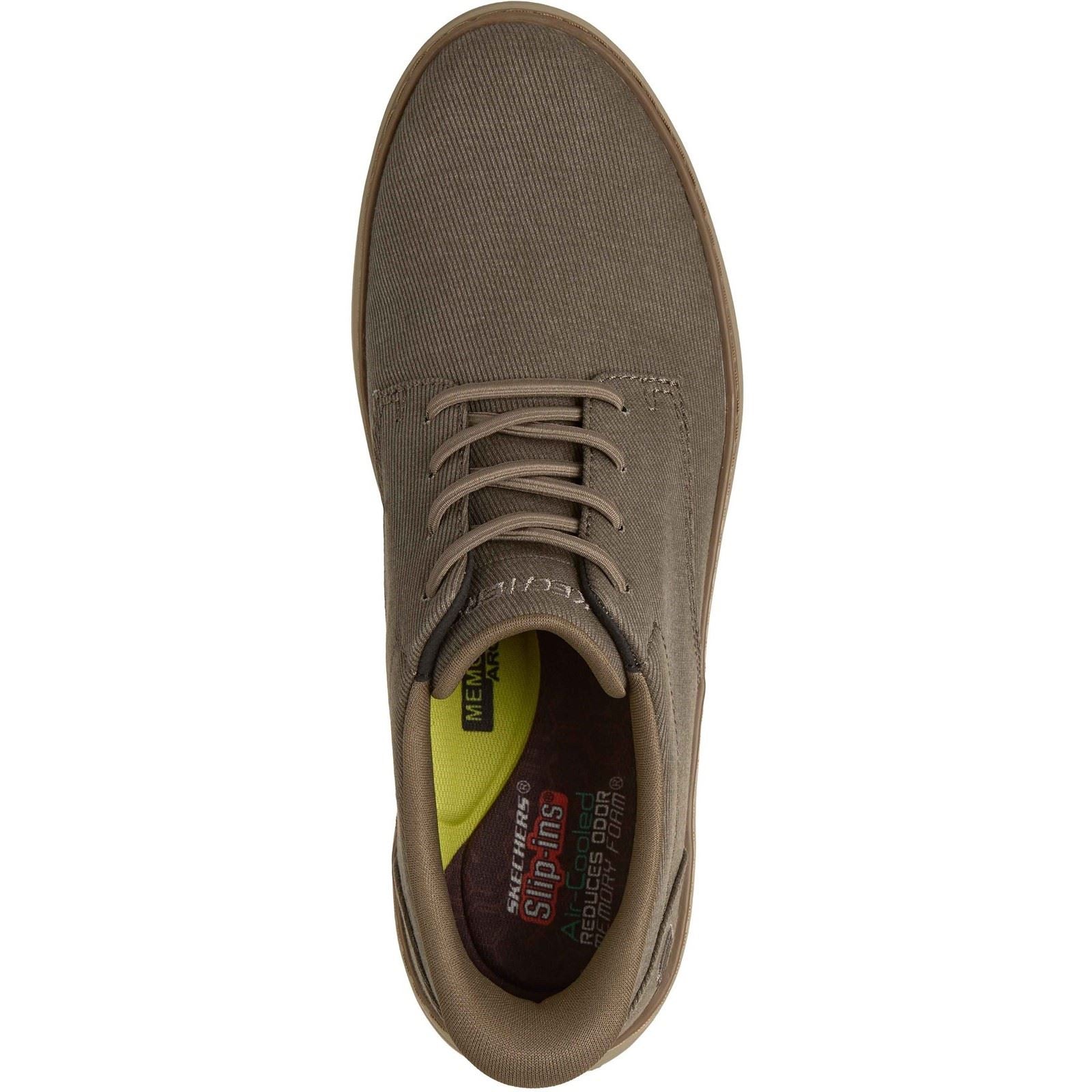 Skechers Hyland Justino Chaussures À Lacets Pour Hommes En Taupe Foncé En Textile