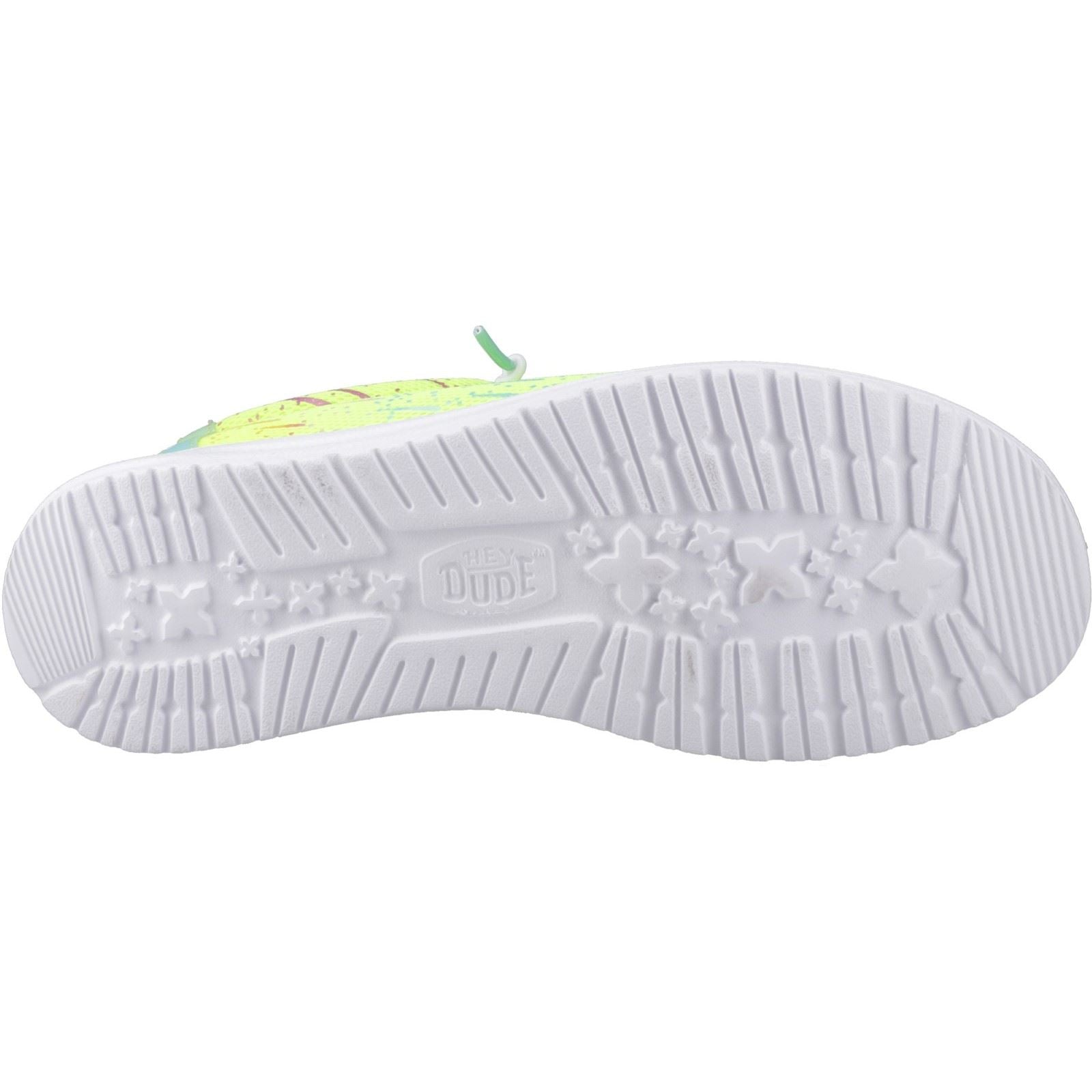HEYDUDE Wally Party Mesh Chaussures Mocassins Pour Hommes En Polyester Couleur Vert Citron/Blanc