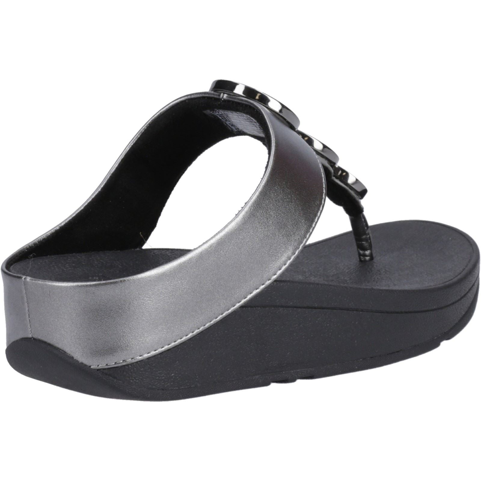 Fitflop Halo Sandales Noires En Métal De Polyuréthane Pour Femmes