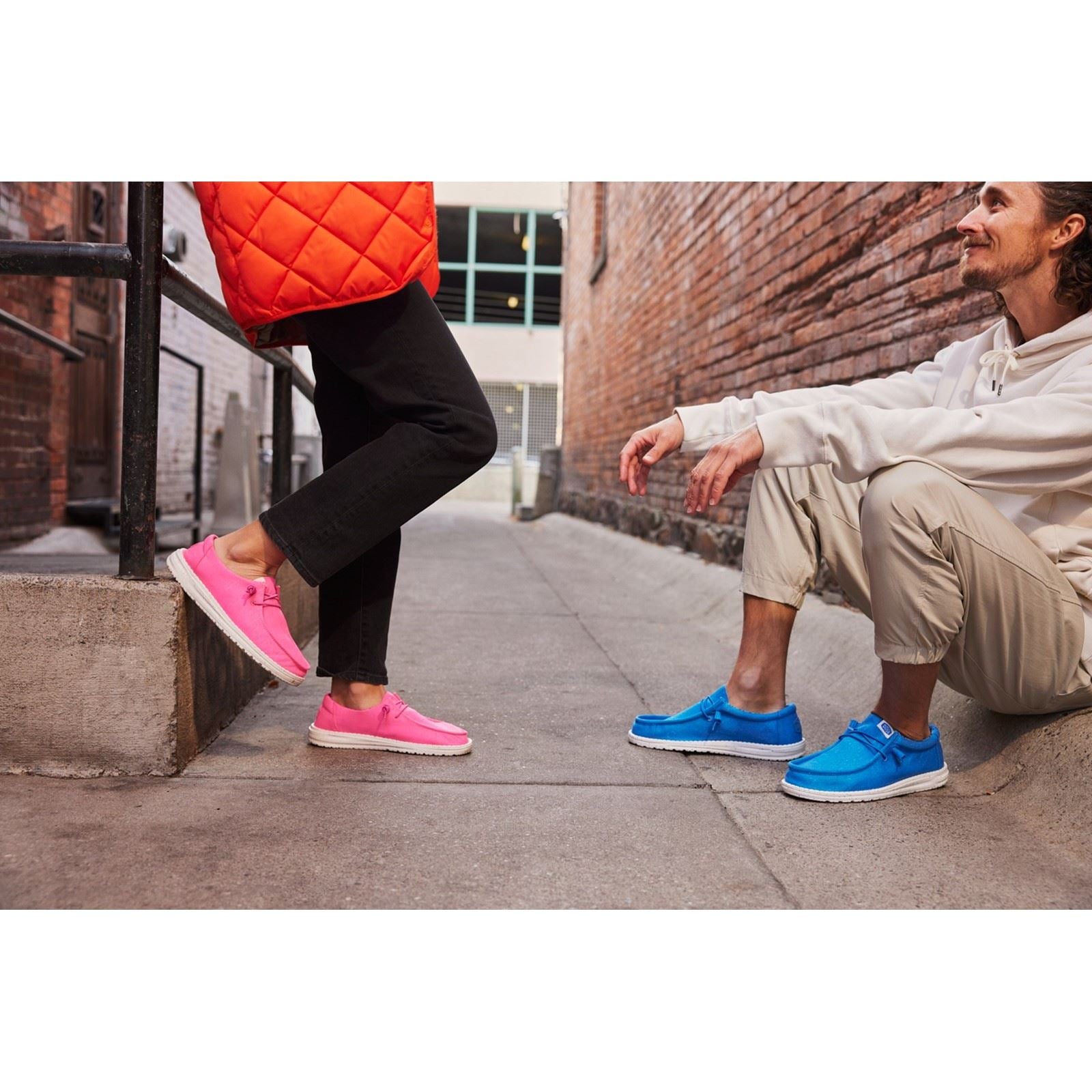 HEYDUDE Wally Canvas Chaussures Bateau Bleues Pour Homme En 100 % Coton.