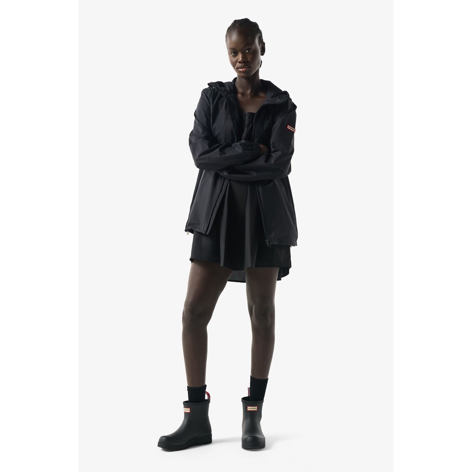 Hunter Packable Rain Veste De Pluie Unisexe Noire Pliable