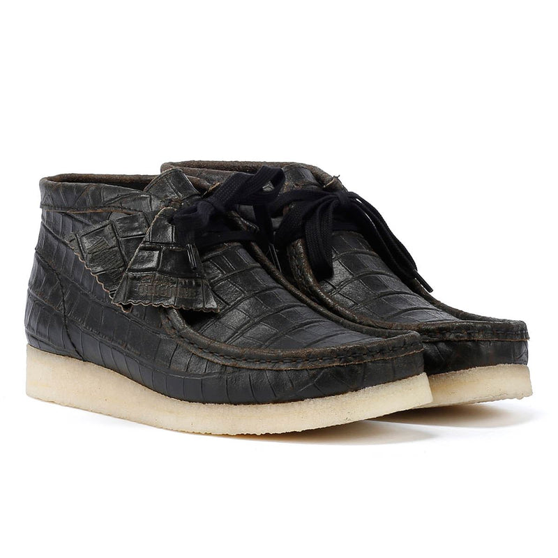 Clarks Originals Wallabee Boot Harajuku Bottes Noires En Cuir Pour Femmes