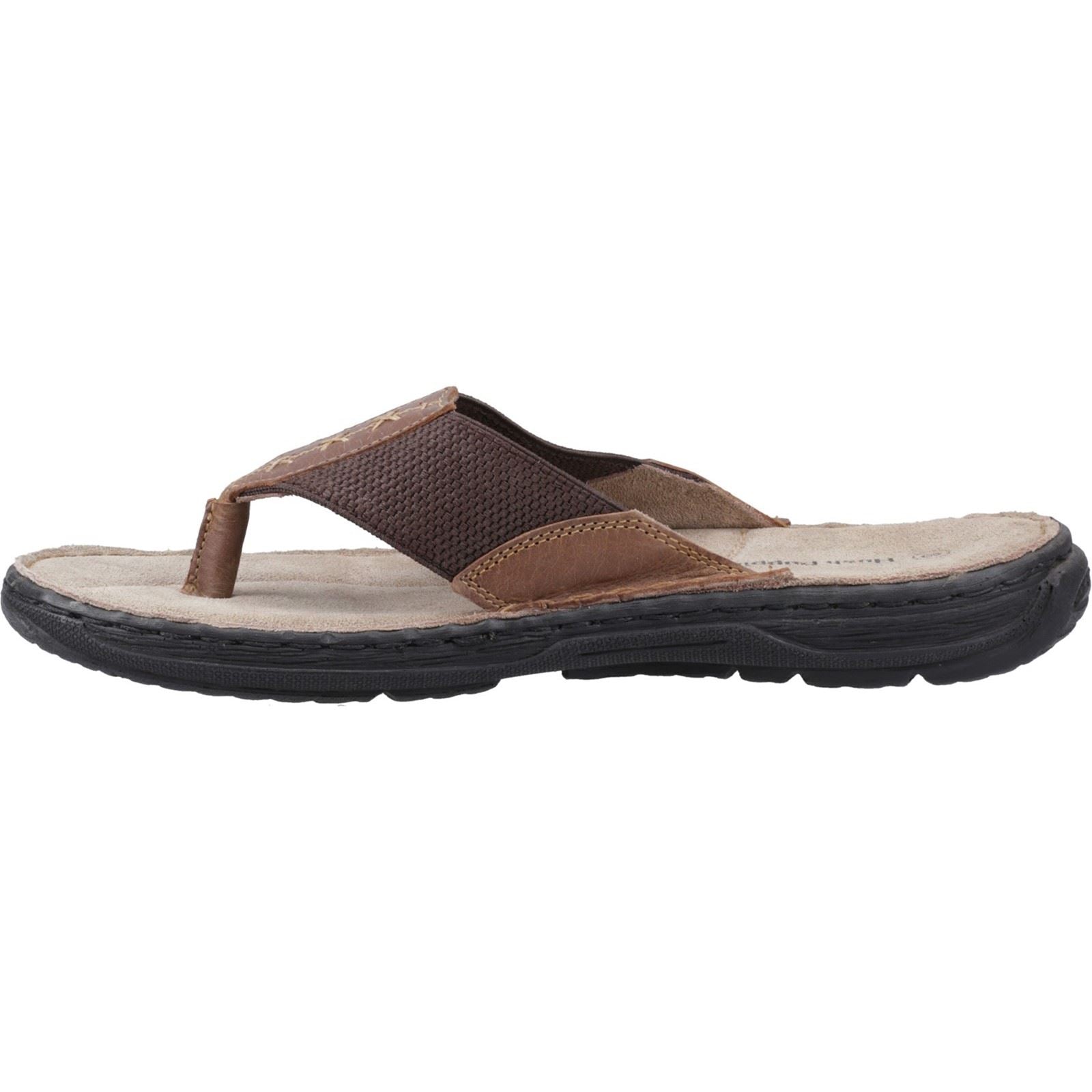Hush Puppies Alan Toepost Tongs Pour Hommes En Cuir Marron