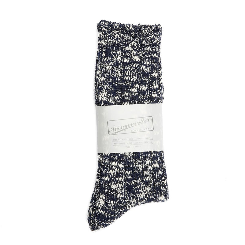 Anonymous Ism Classic Slub Crew Chaussettes Pour Hommes Bleu Hautes Jusqu'Au Mollet