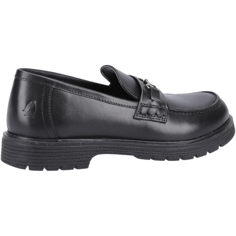 Hush Puppies Lydia Senior Chaussures Plates Noires Pour Filles En Cuir