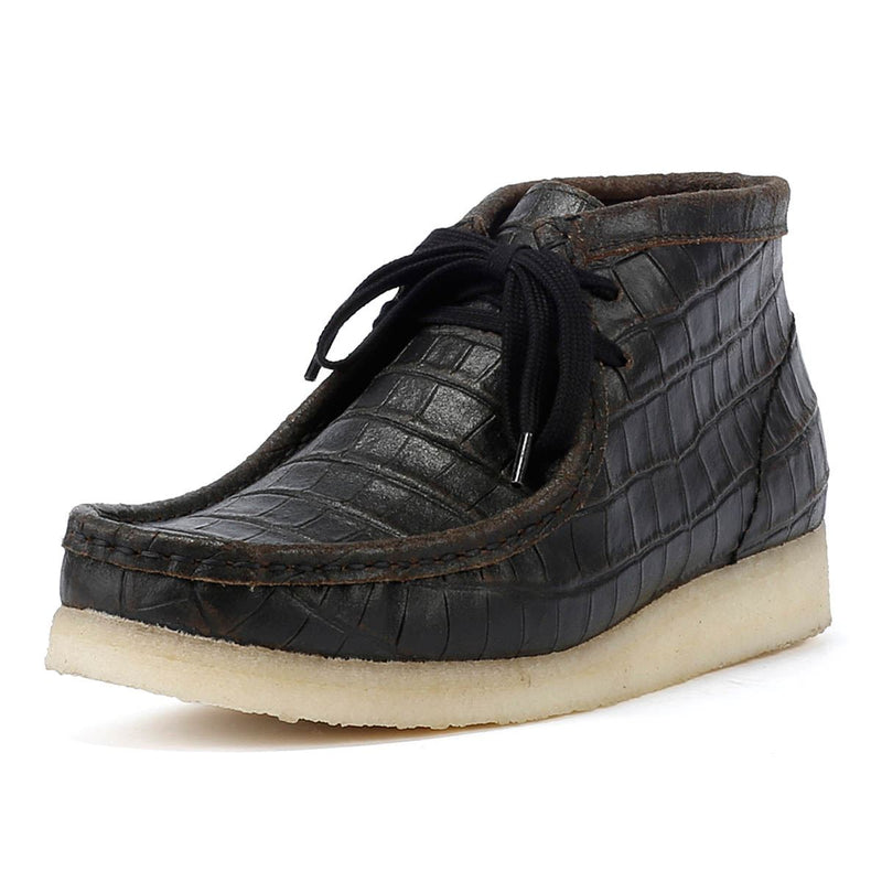 Clarks Originals Wallabee Boot Harajuku Bottes Noires En Cuir Pour Femmes