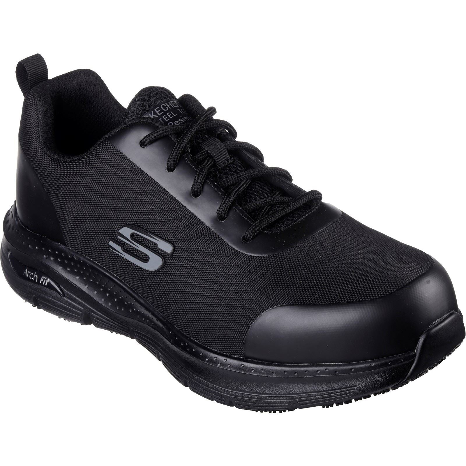 Skechers Workwear Arch Fit SR Ringstap Baskets De Sécurité Noires Pour Hommes En Textile