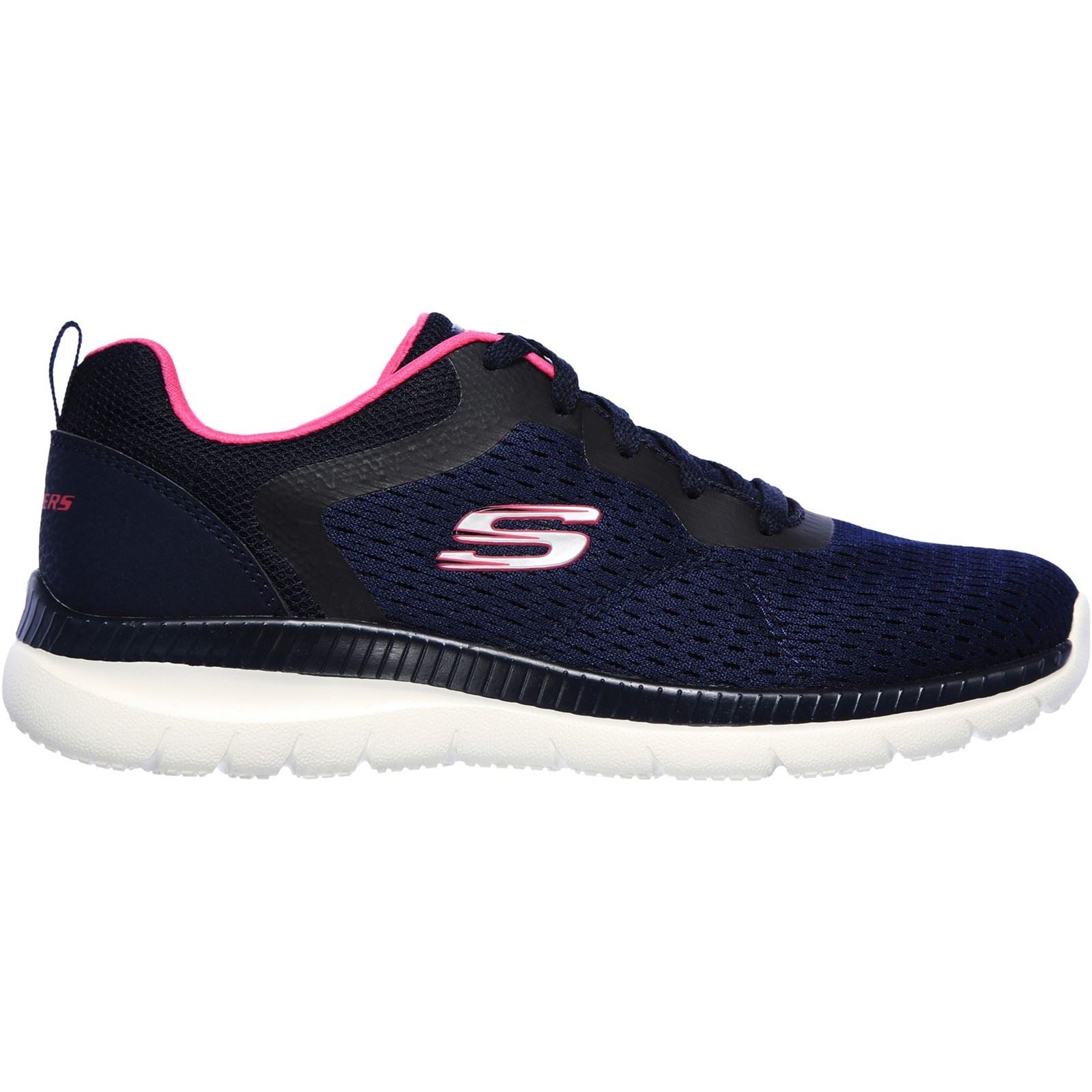 Skechers Bountiful Quick Path Baskets Pour Femmes En Textile Bleu Marine/Rose Vif