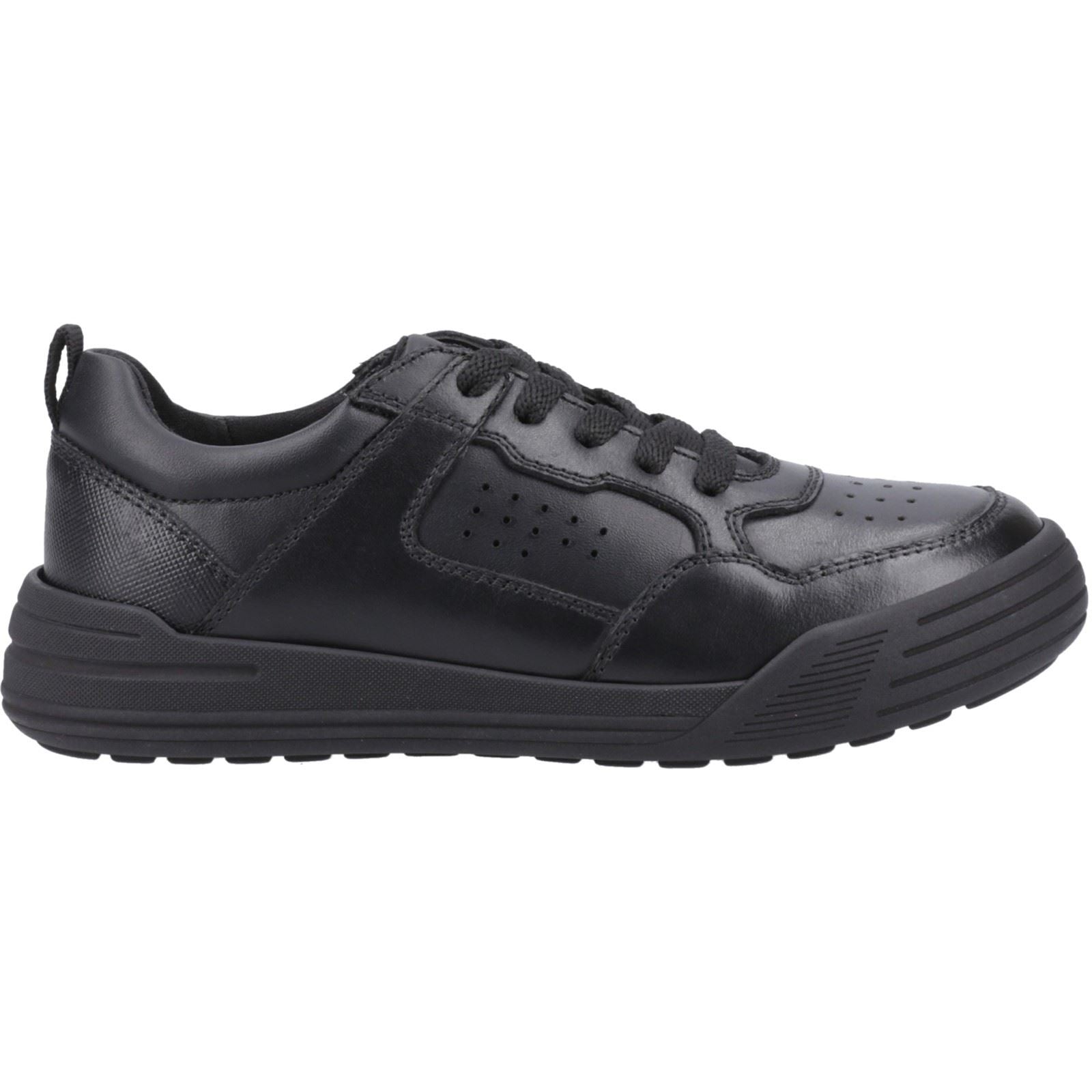 Hush Puppies Shane Junior Chaussures Noires Pour Garçons En Cuir À Lacets