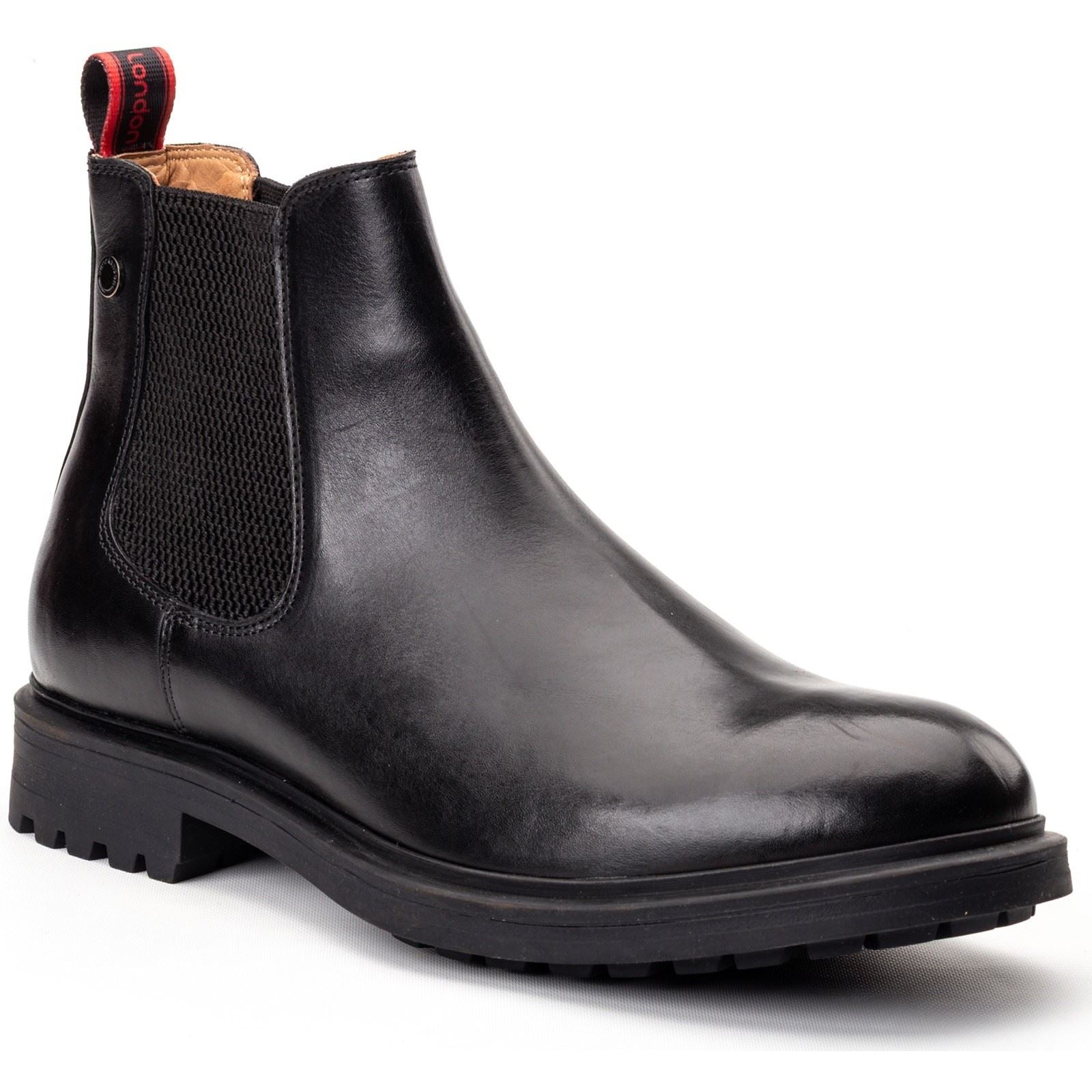 Base London Roebuck Bottes En Cuir Noires Pour Hommes