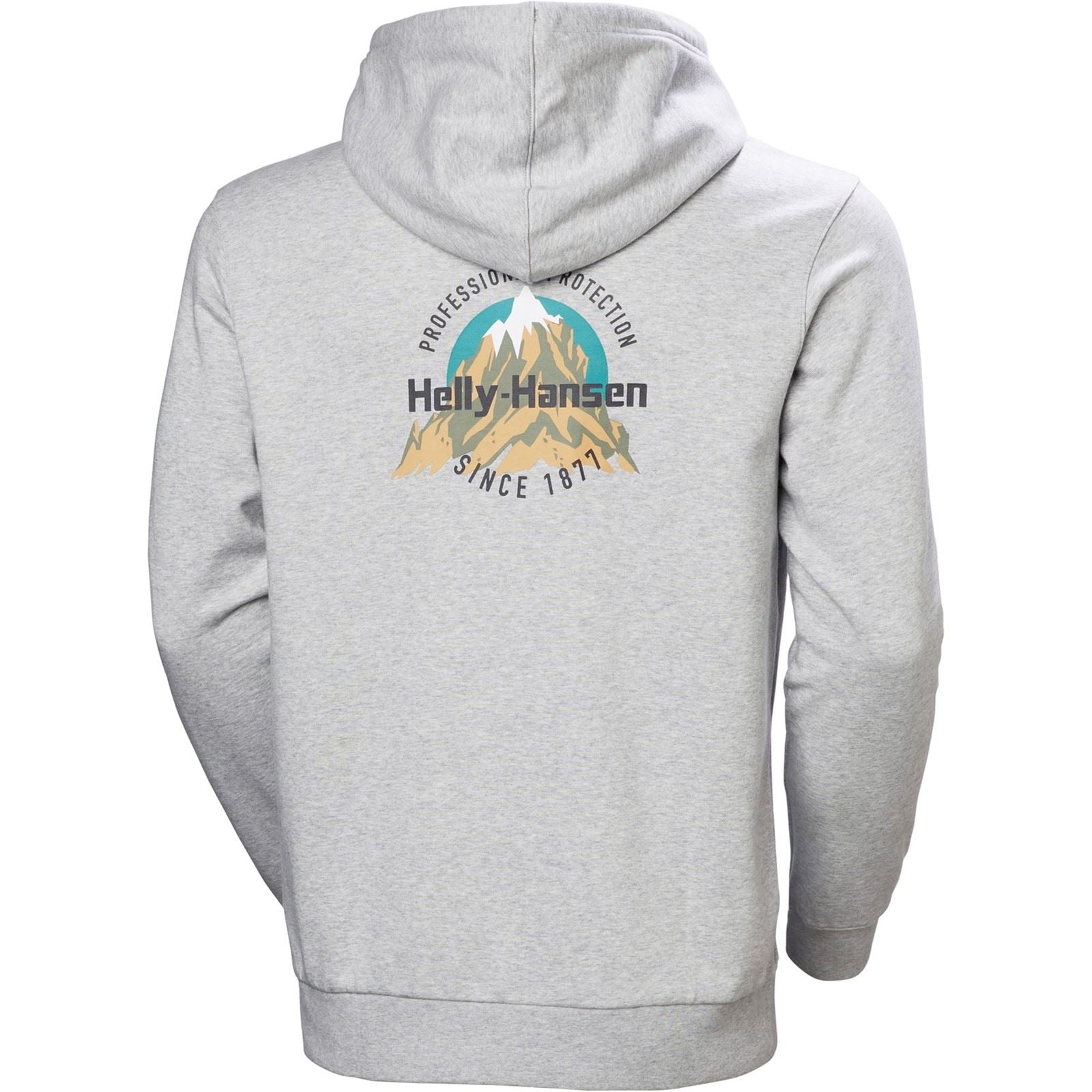 Helly Hansen Sport Core Graphic Hoodie Sweat À Capuche Gris En Coton Pour Homme