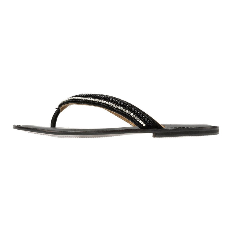 Tower London Metallic Bead Thong Sandales Noires Pour Femmes