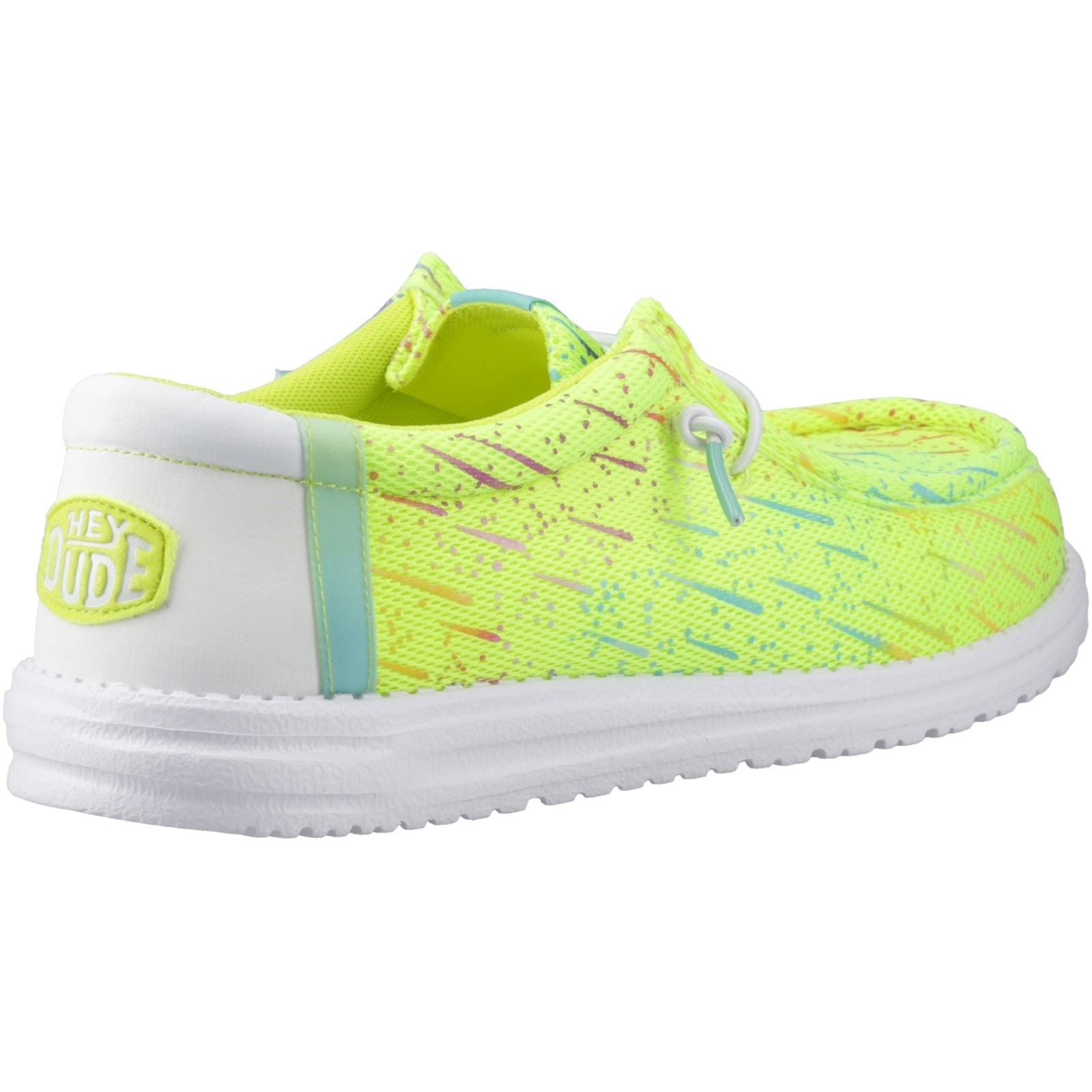 HEYDUDE Wally Party Mesh Chaussures Mocassins Pour Hommes En Polyester Couleur Vert Citron/Blanc