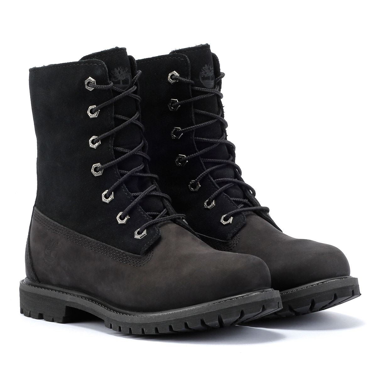 Timberland Warm Lined Waterproof Bottes Noires En Cuir Pour Femmes