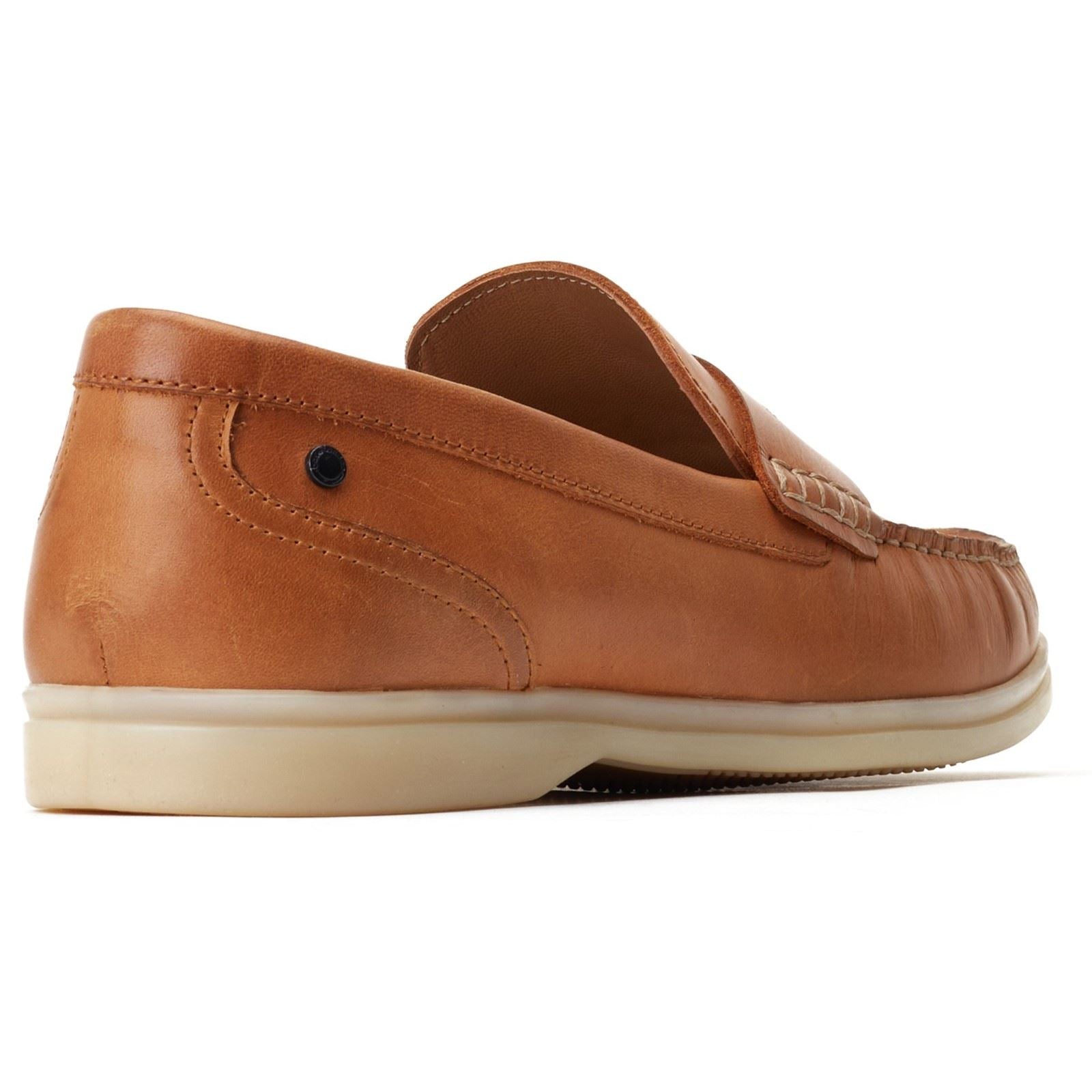 Base London Marlin Chaussures À Enfiler Pour Hommes En Cuir Brûlé.