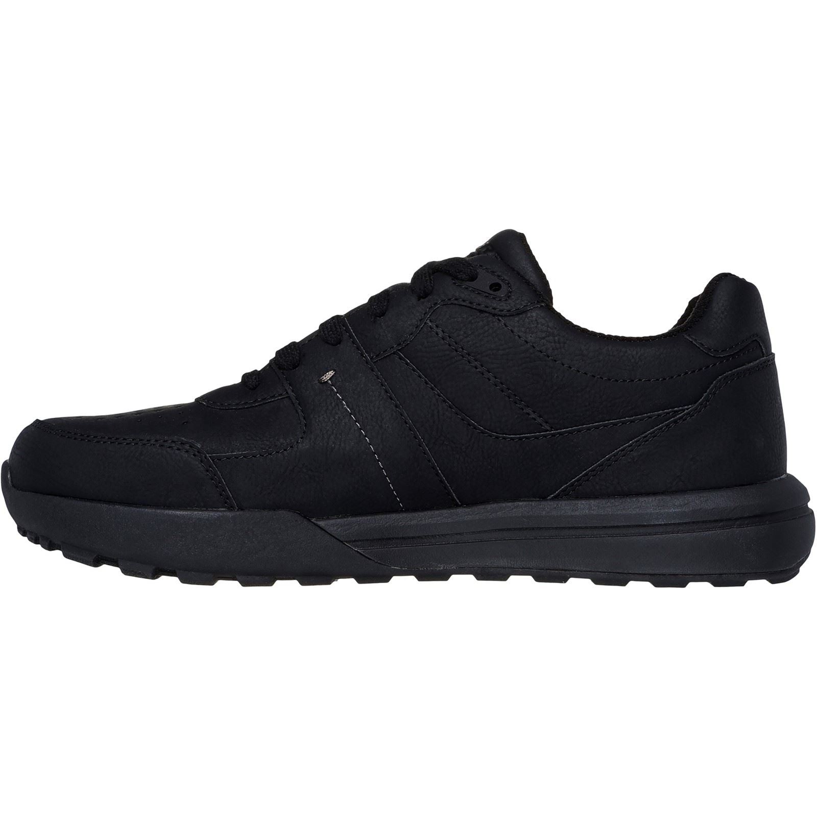 Skechers Netson Gander Chaussures Noires Pour Hommes En Synthétique À Lacets