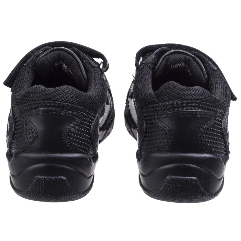 Hush Puppies Jezza Senior Chaussures Noires Pour Garçons En Cuir