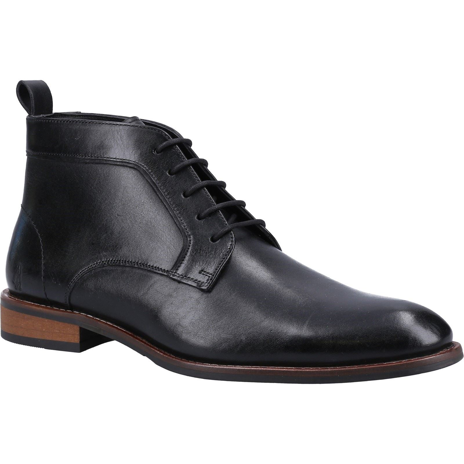 Hush Puppies Declan Lace Bottes En Cuir Noires Pour Hommes