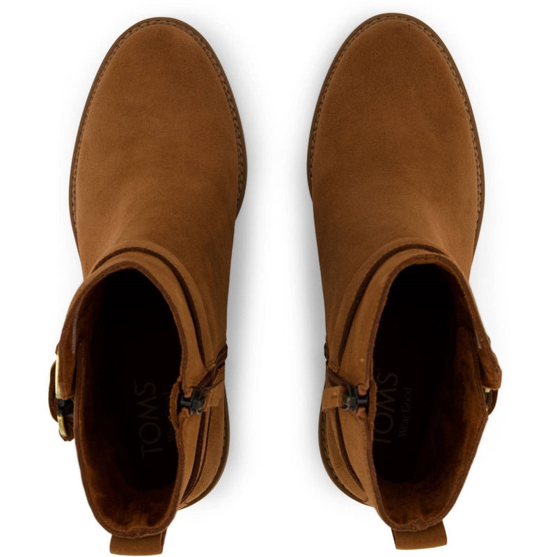 TOMS Hailey Buckle Bottines À Talons En Cuir Pour Femmes Couleur Ambre Marron