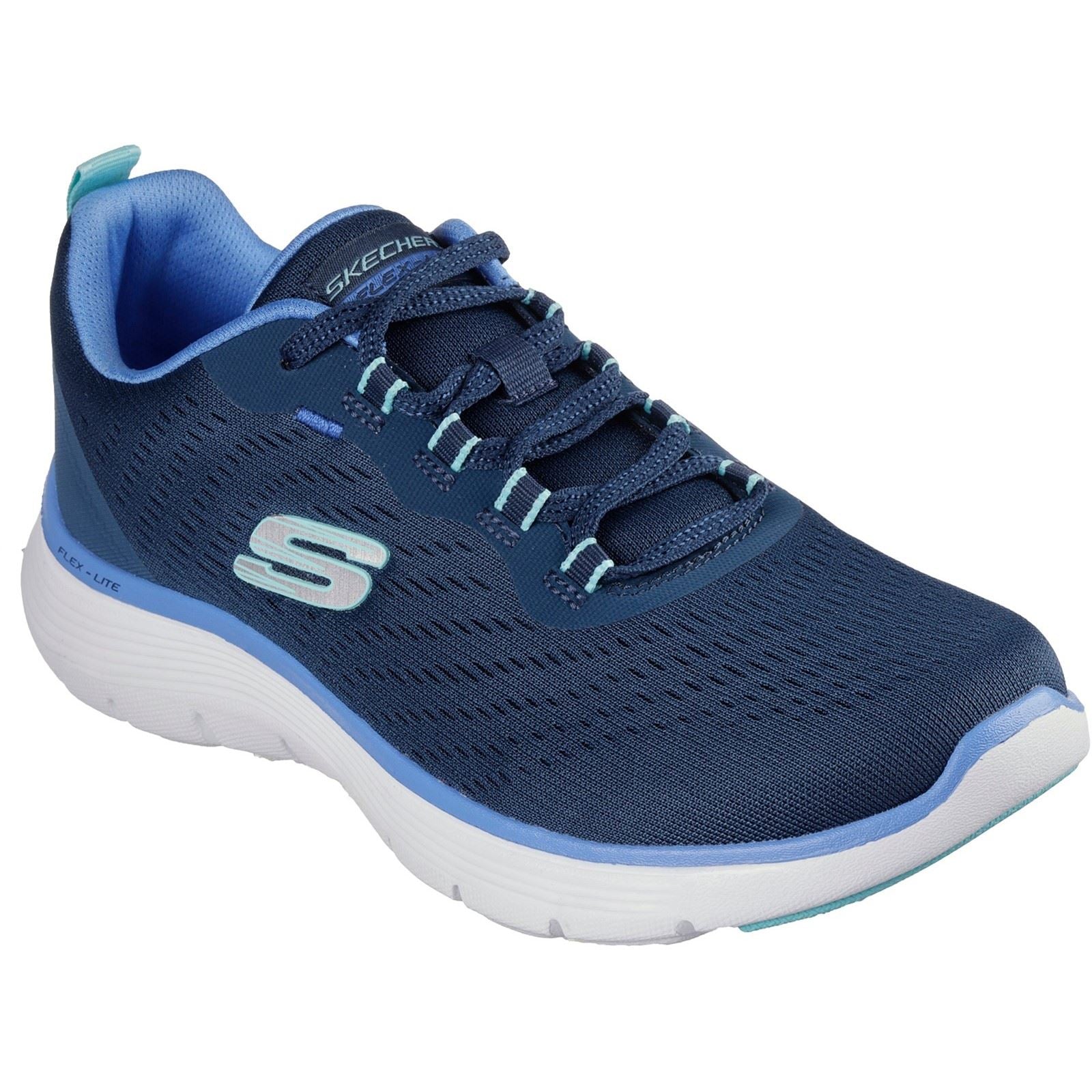 Skechers Flex Appeal 5.0 Chaussures De Sport Pour Femmes En Textile Bleu Marine/bleu