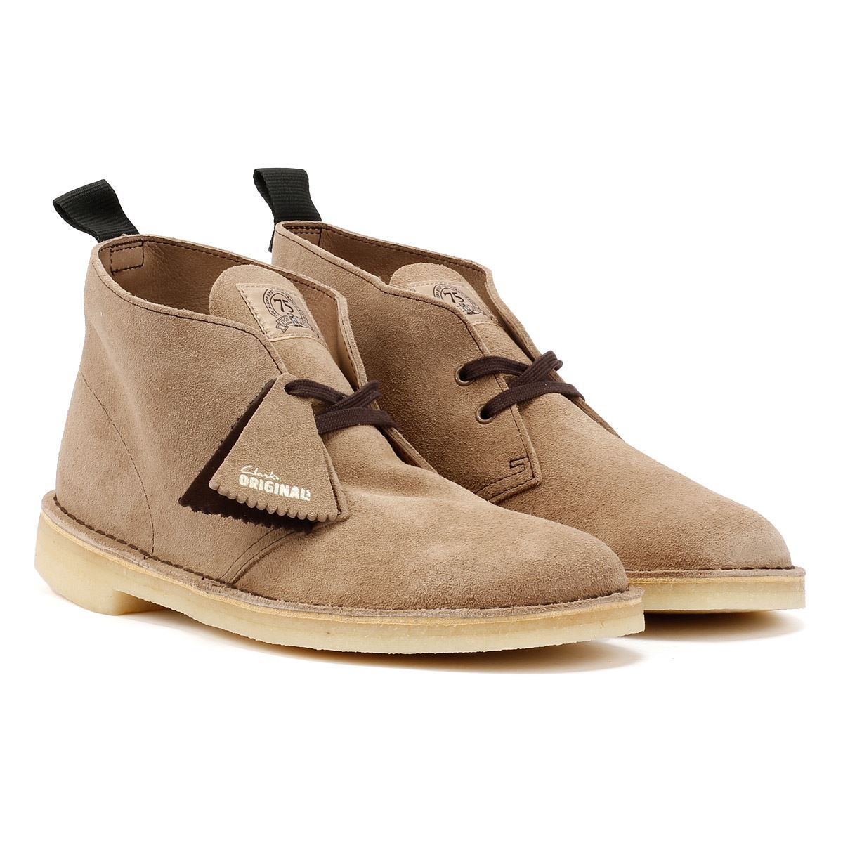 Clarks Originals Desert Bottes En Daim Marron Pour Homme